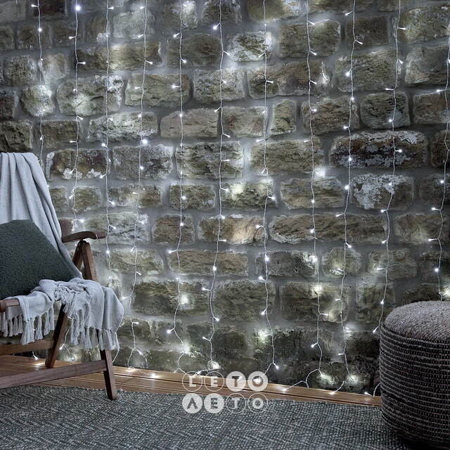 Гирлянда штора Quality Light 2*3 м, 600 холодных белых LED, прозрачный ПВХ, соединяемая, IP20 BEAUTY LED