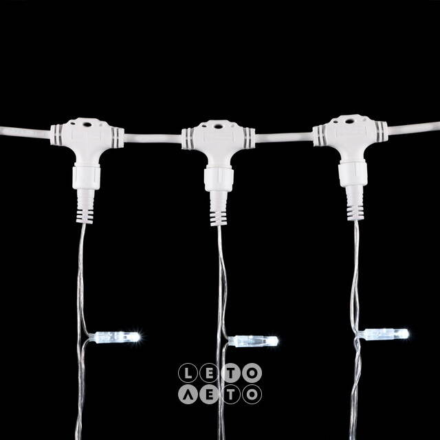 Светодиодный занавес Quality Light Cap 1*6 м, 600 холодных белых LED ламп, прозрачный ПВХ, соединяемый, IP65 BEAUTY LED