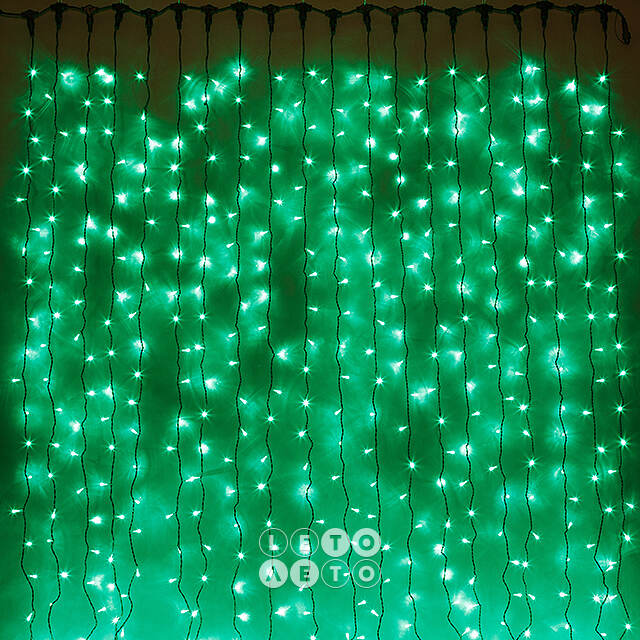 Светодиодный занавес Quality Light 2*2 м, 400 зеленых LED ламп черный ПВХ, соединяемый, IP44 BEAUTY LED