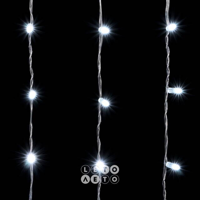 Светодиодный занавес Quality Light Cap 2*3 м, 600 холодных белых LED ламп, прозрачный ПВХ, соединяемый, IP65 BEAUTY LED