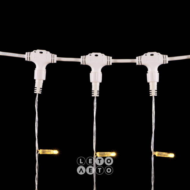 Светодиодный занавес Quality Light Cap 2*3 м, 600 теплых белых LED ламп, прозрачный ПВХ, соединяемый, IP65 BEAUTY LED