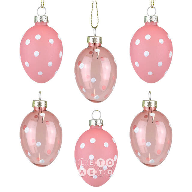 Набор пасхальных украшений Pinky Easter 6 см, 6 шт, стекло Goodwill