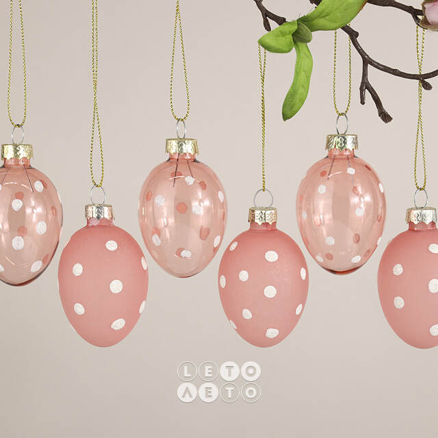 Набор пасхальных украшений Pinky Easter 6 см, 6 шт, стекло Goodwill