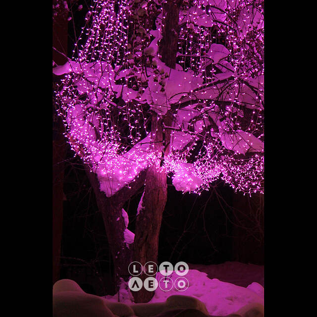Клип Лайт - Спайдер Quality Light 100 м, 1000 розовых LED ламп, с мерцанием, прозрачный ПВХ, IP44 BEAUTY LED