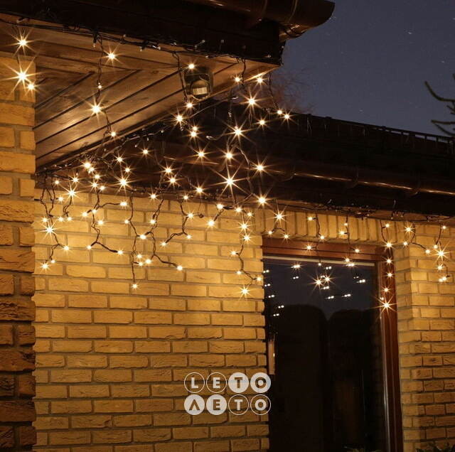 Светодиодная гирлянда Бахрома Profi Rubber 3.1*0.5 м, 120 теплых белых LED ламп, мерцание, черный КАУЧУК+ПВХ, соединяемая, IP65 Winter Deco