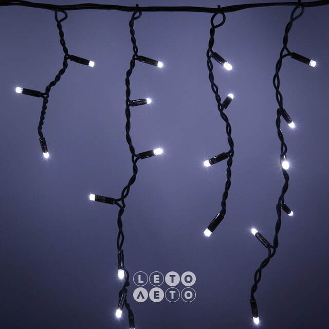 Светодиодная гирлянда Бахрома Profi Rubber 4.8*0.5 м, 190 холодных белых LED ламп, мерцание, черный КАУЧУК+ПВХ, соединяемая, IP65 Winter Deco