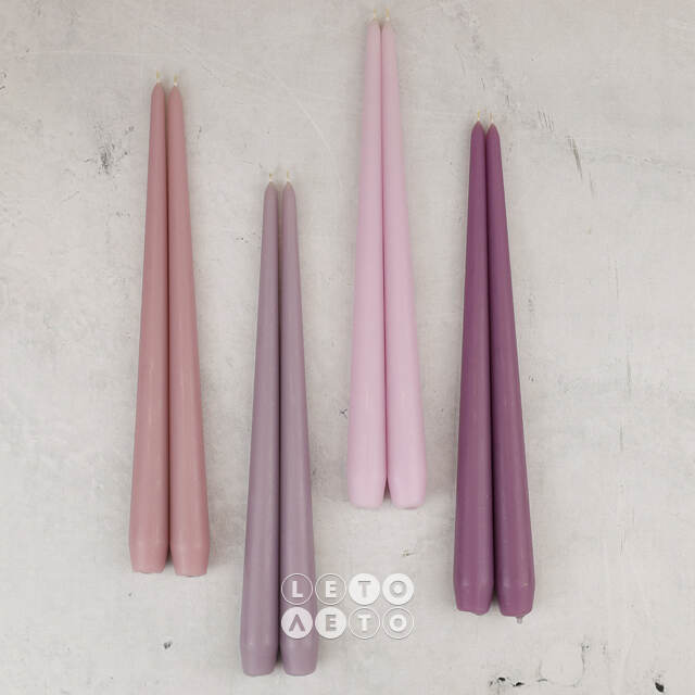 Высокая свеча 50 см Андреа Velvet серо-лиловая Candleslight