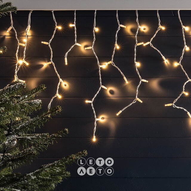 Светодиодная гирлянда Бахрома Profi Rubber 5*0.9 м, 323 теплых белых LED ламп, мерцание, белый КАУЧУК+ПВХ, соединяемая, IP65 Winter Deco