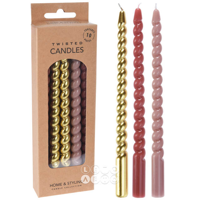 Свечи витые Precioso Vela - Gold and Pink 17 см, 10 шт Koopman