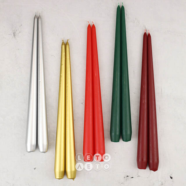 Высокие свечи Андреа Velvet 30 см, 5 шт, темно-зеленые Candleslight