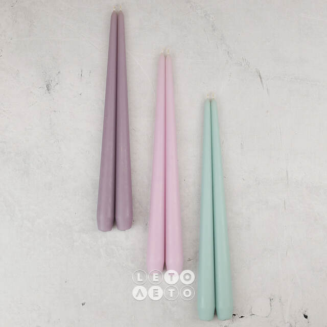 Высокие свечи 40 см Андреа Velvet мятные, 10 шт Candleslight