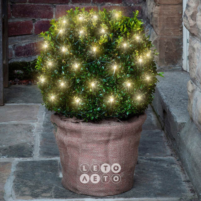 Гирлянда Сетка на дерево/куст 0.35 м, 60 теплых белых LED ламп, зеленый ПВХ, IP44 Kaemingk