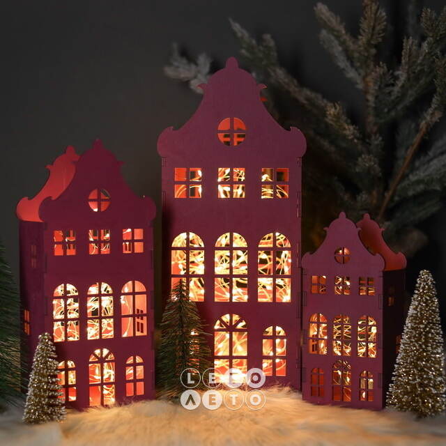 Декоративный домик Амстердам 37 см сливовый Christmas Apple