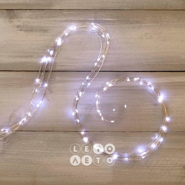 Гирлянда на батарейках Лучи Росы 10*0.8 м, 80 холодных белых мини LED ламп, серебряная проволока, IP20 Koopman