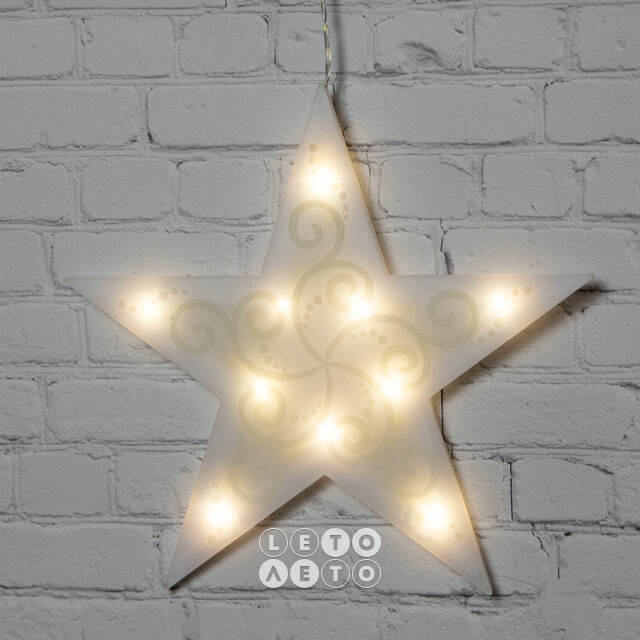 Светящееся украшение на присоске Звезда 25*30 см, 10 теплых белых LED ламп на батарейке Snowhouse