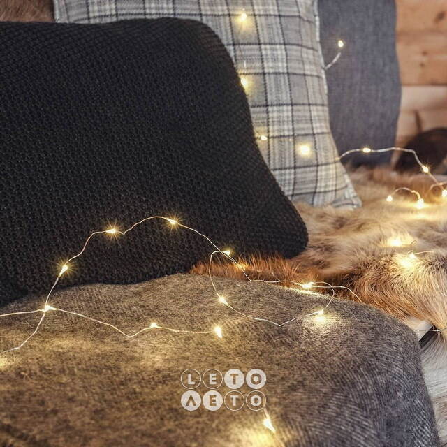 Светодиодная гирлянда Капельки 8 м, 80 теплых белых мини LED ламп, серебряная проволока, контроллер, IP44 Koopman