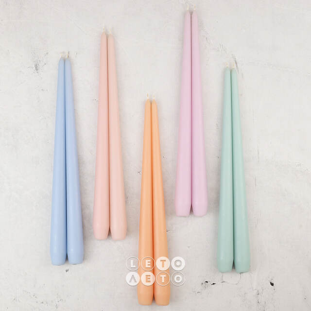 Высокие свечи 40 см Андреа Velvet мятные, 10 шт Candleslight