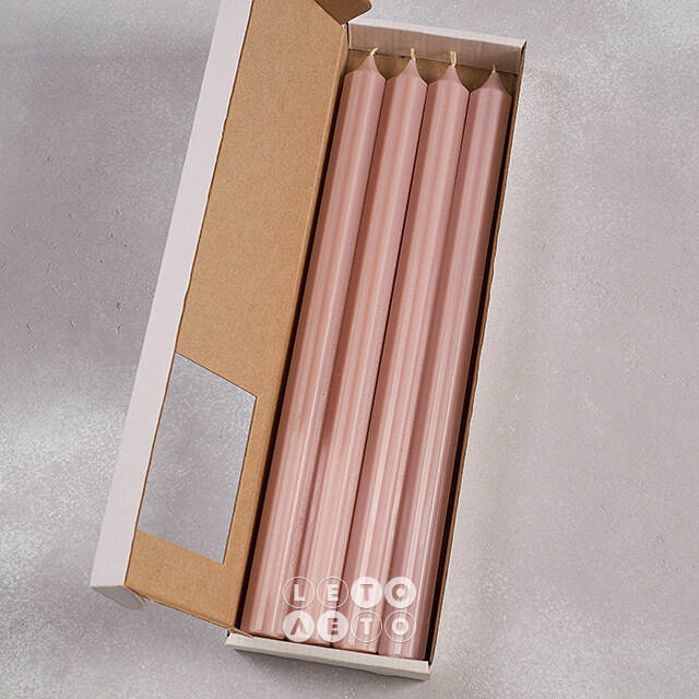 Высокие свечи 30 см Астерия розовые пудровые, 4 шт Candleslight
