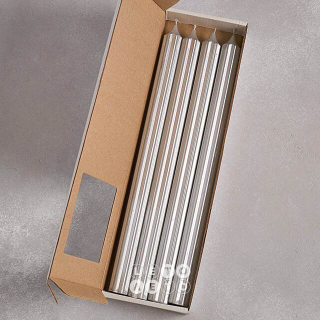 Высокие свечи 30 см Астерия серебряные, 4 шт Candleslight