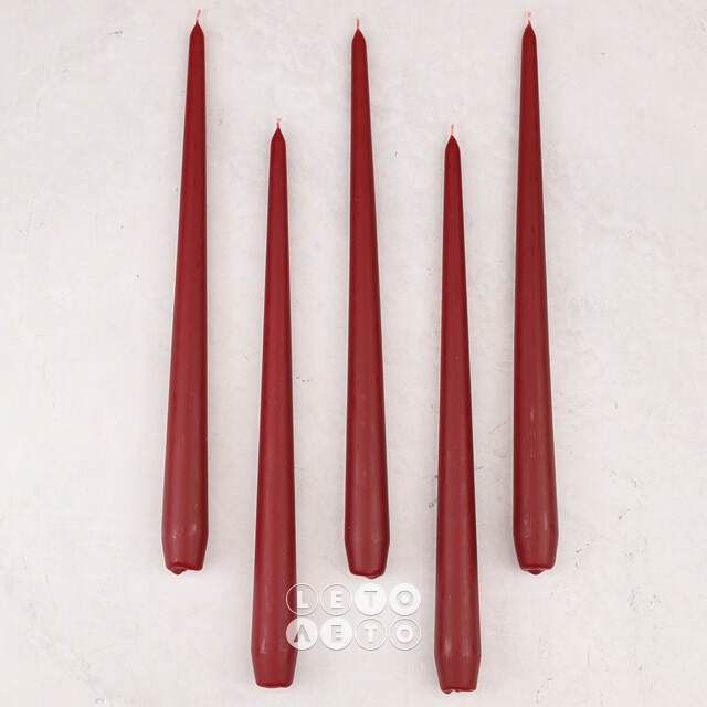 Высокие свечи Андреа Velvet 30 см, 5 шт, бордовые Candleslight