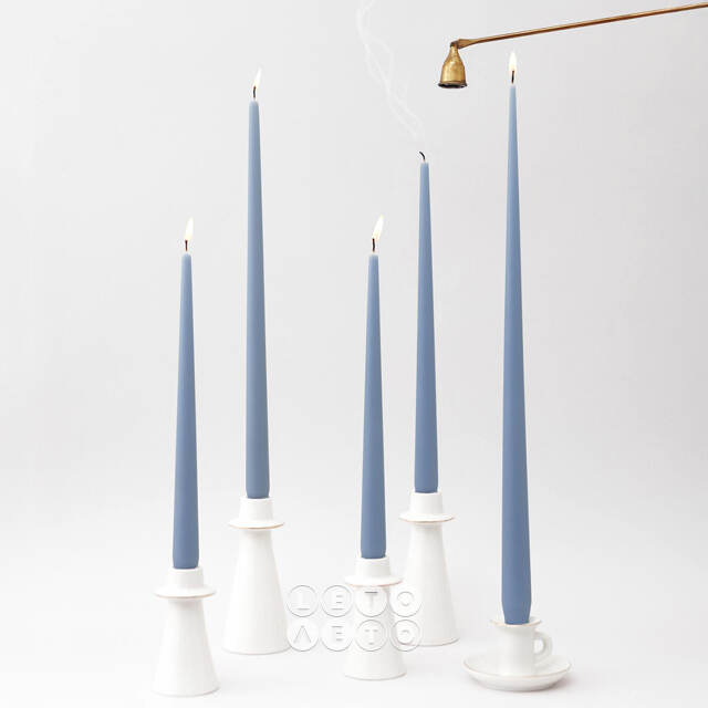 Высокие свечи 30 см Андреа Velvet серо-голубые, 5 шт Candleslight