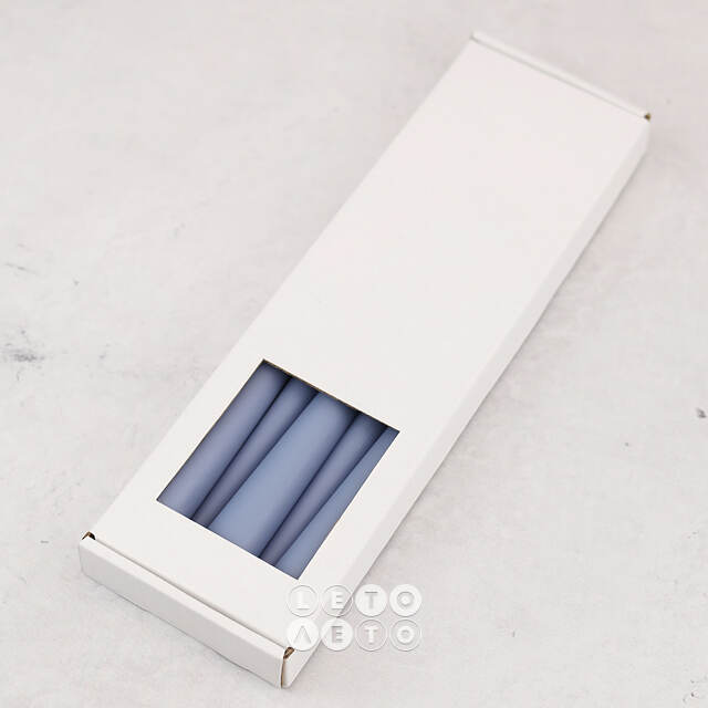 Высокие свечи 30 см Андреа Velvet серо-голубые, 5 шт Candleslight