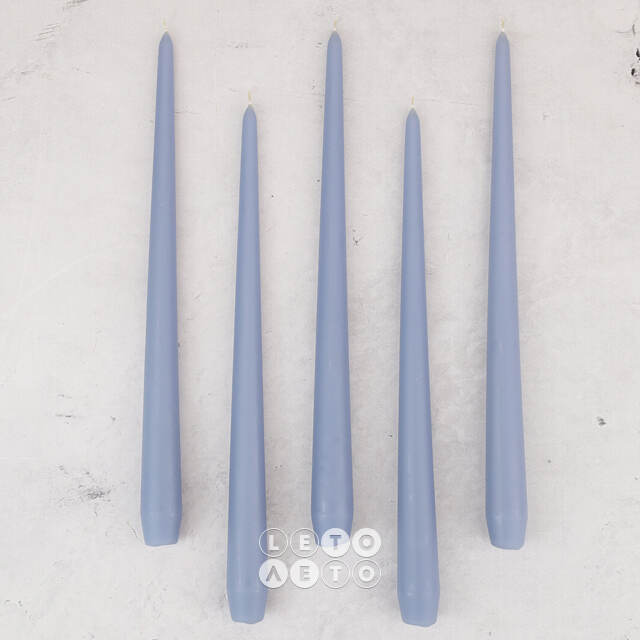 Высокие свечи 30 см Андреа Velvet серо-голубые, 5 шт Candleslight