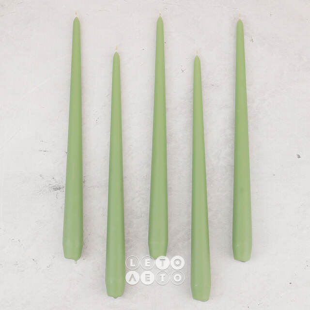 Высокие свечи Андреа Velvet 30 см, 5 шт, оливковые Candleslight