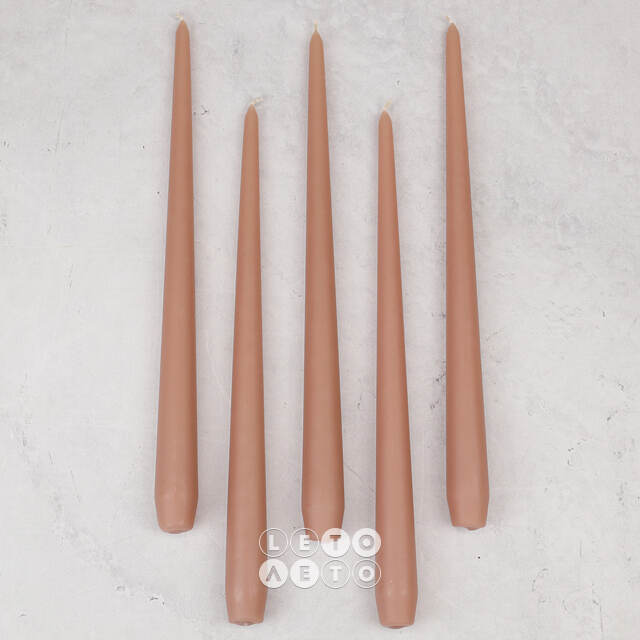 Высокие свечи 30 см Андреа Velvet роза капучино, 5 шт Candleslight