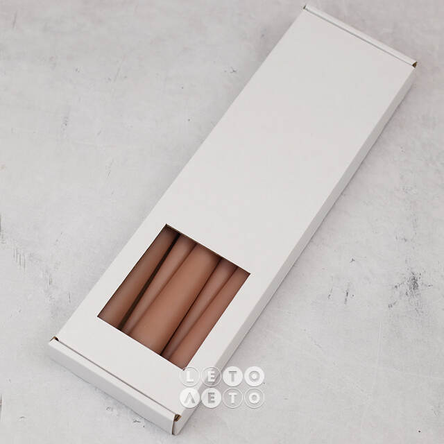 Высокие свечи 30 см Андреа Velvet роза капучино, 5 шт Candleslight
