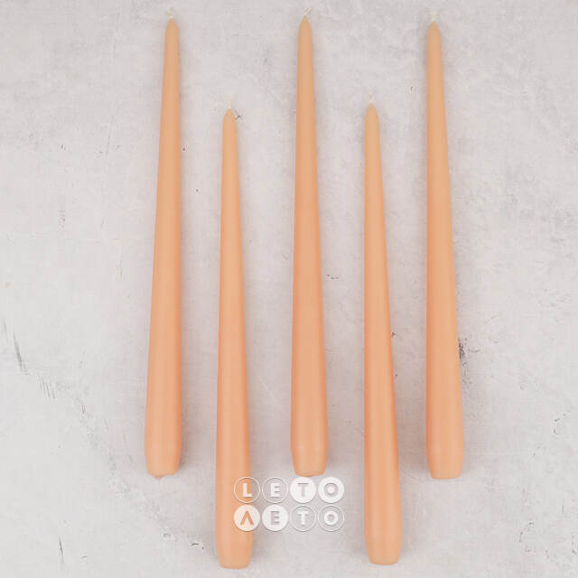 Высокие свечи 30 см Андреа Velvet персиковые, 5 шт Candleslight