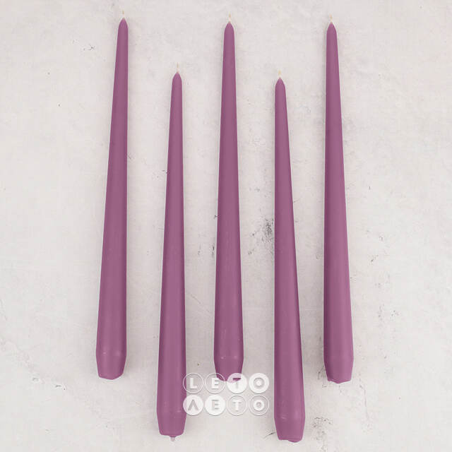Высокие свечи 30 см Андреа Velvet аметистовые, 5 шт Candleslight