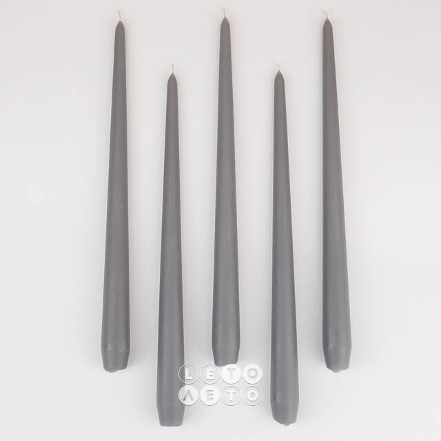 Высокие свечи 30 см Андреа Velvet графитово-серые, 5 шт Candleslight