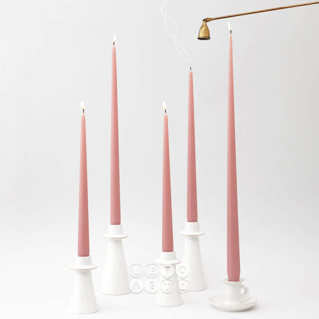 Высокие свечи 30 см Андреа Velvet пудровые, 5 шт Candleslight