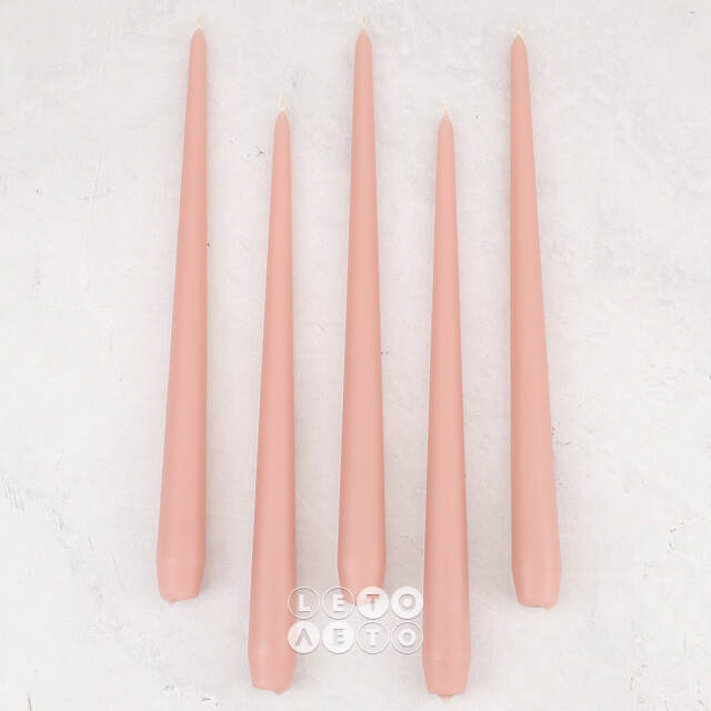 Высокие свечи 30 см Андреа Velvet пудровые, 5 шт Candleslight