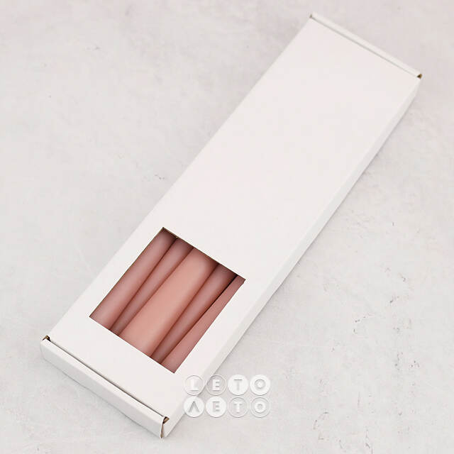 Высокие свечи 30 см Андреа Velvet пудровые, 5 шт Candleslight