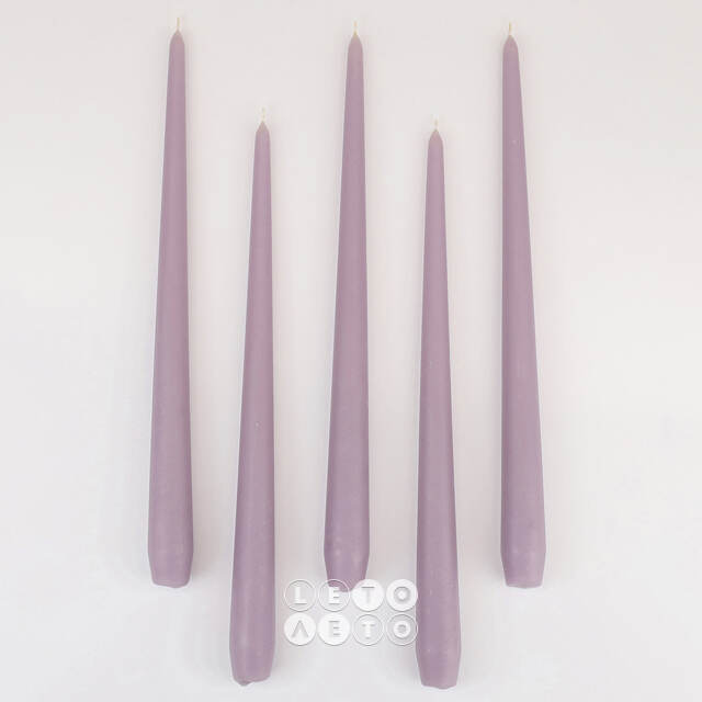 Высокие свечи 30 см Андреа Velvet серо-лиловые, 5 шт Candleslight
