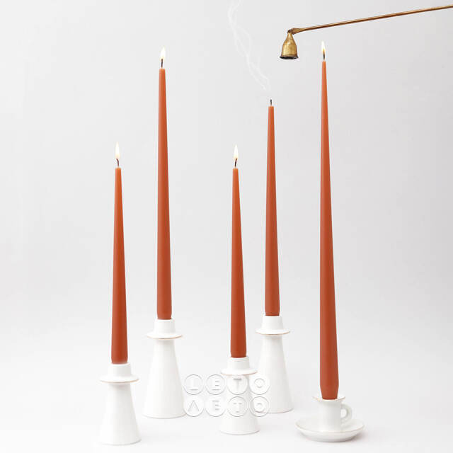 Высокие свечи 30 см Андреа Velvet терракотовые, 5 шт Candleslight