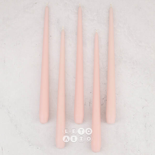 Высокие свечи 30 см Андреа Velvet розовые пудровые, 5 шт Candleslight