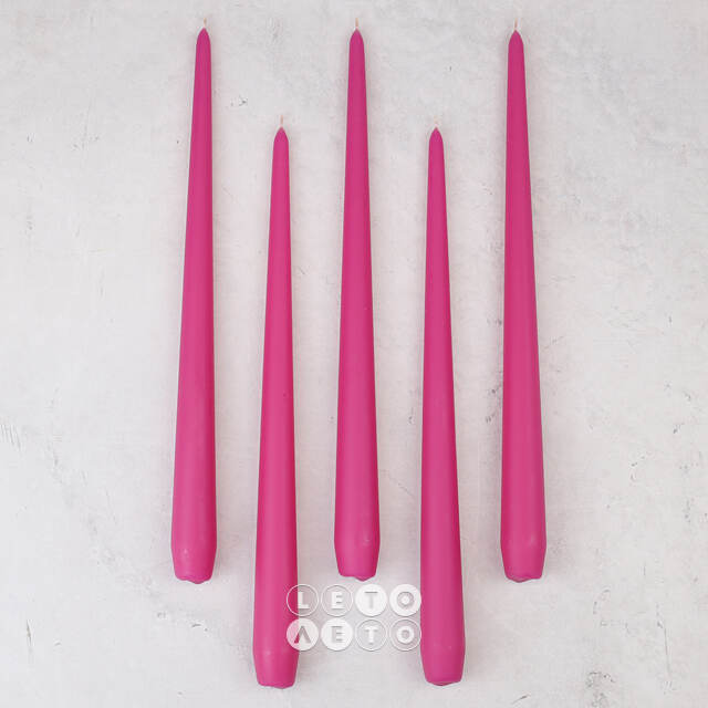 Высокие свечи 30 см Андреа Velvet фуксия, 5 шт Candleslight