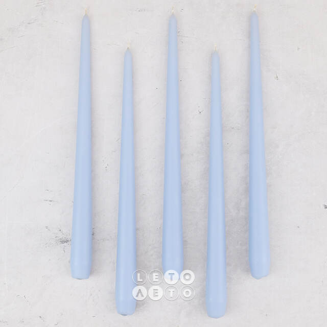 Высокие свечи 30 см Андреа Velvet светло-голубые, 5 шт Candleslight