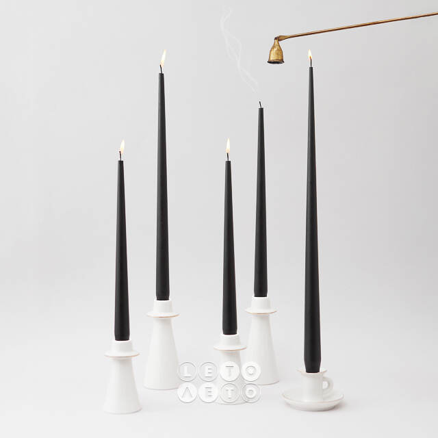 Высокие свечи 40 см Андреа Velvet черные, 10 шт Candleslight