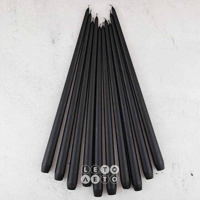 Высокие свечи 40 см Андреа Velvet черные, 10 шт Candleslight