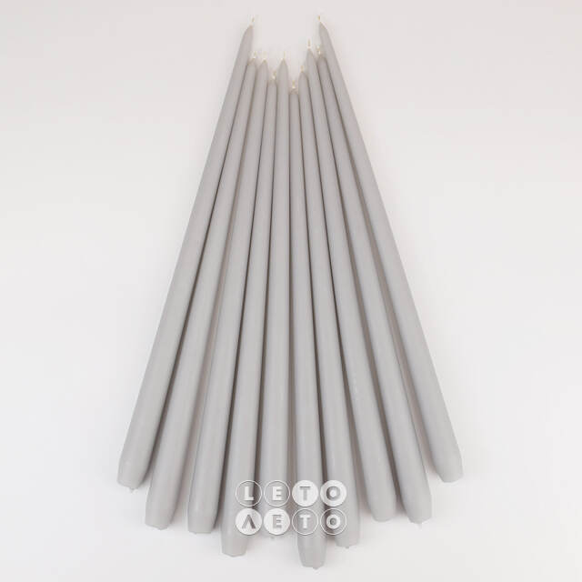 Высокие свечи 40 см Андреа Velvet серые, 10 шт Candleslight