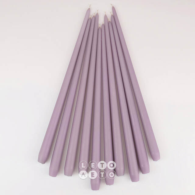 Высокие свечи 40 см Андреа Velvet серо-лиловые, 10 шт Candleslight