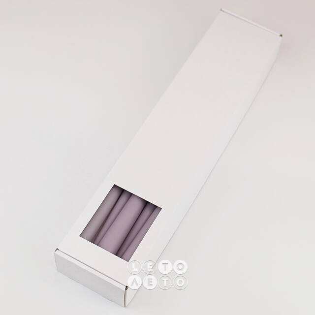 Высокие свечи 40 см Андреа Velvet серо-лиловые, 10 шт Candleslight