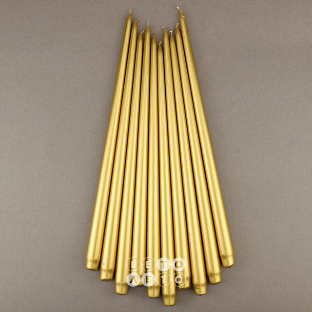 Высокие свечи 40 см Андреа Velvet золотые, 10 шт Candleslight