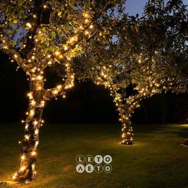 Гирлянды на дерево Клип Лайт Quality Light Cap 30 м, 300 экстра теплых белых LED ламп с холодным мерцанием, прозрачный ПВХ, IP65 BEAUTY LED