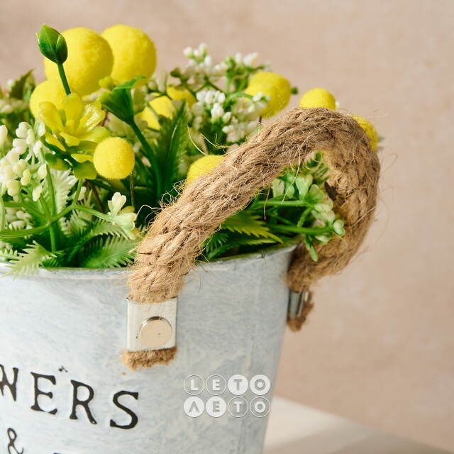 Искусственный цветок в горшке Мимоза и Луговые цветы 19 см Due Esse Christmas (Ду Эссе Кристмас)