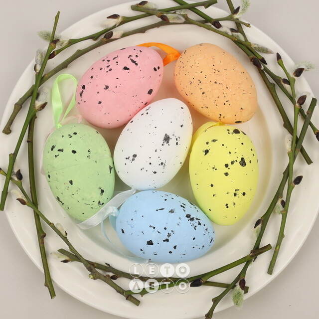 Пасхальные украшения Яйца: Easter Rainbow 6 см, 6 шт, подвеска Due Esse Christmas